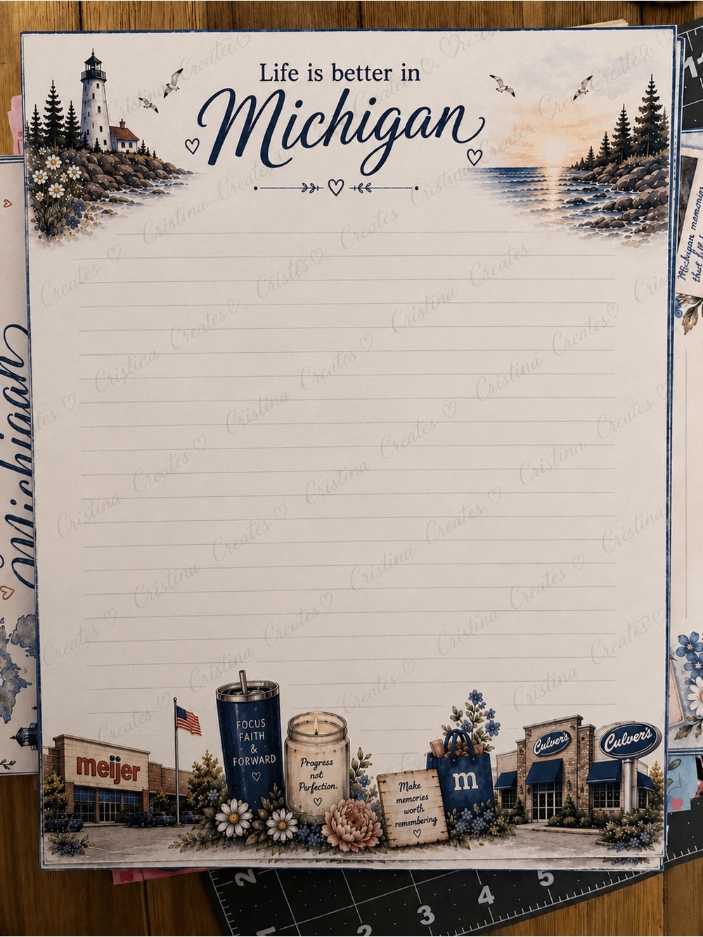 Life Is Better in Michigan Decorative Notepad - Blue